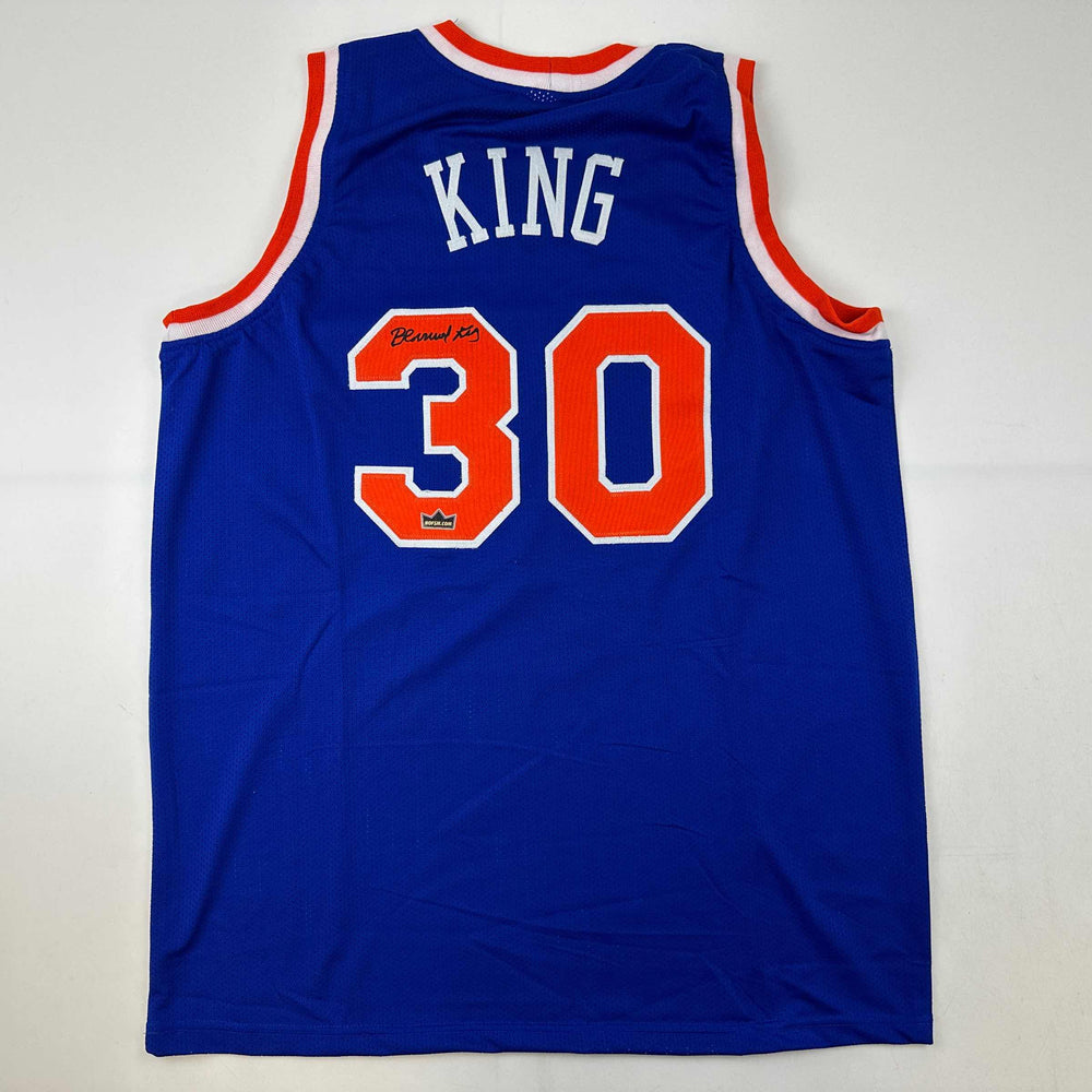 Facsimile Autographed Bernard King New York Blue Reprint Laser Auto Basketball Jersey Size Men's XL (ONLINE ORDER ONLY)