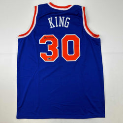 Facsimile Autographed Bernard King New York Blue Reprint Laser Auto Basketball Jersey Size Men's XL (ONLINE ORDER ONLY)