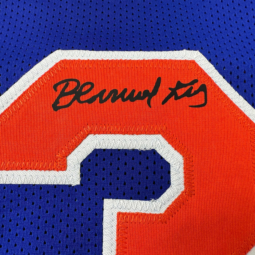 Facsimile Autographed Bernard King New York Blue Reprint Laser Auto Basketball Jersey Size Men's XL (ONLINE ORDER ONLY)