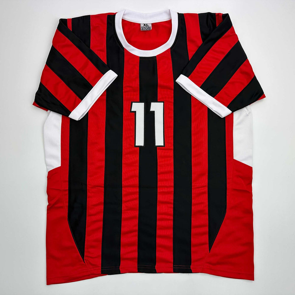 Facsimile Autographed Christian Pulisic AC Milan Black/Red Reprint Laser Auto Soccer Jersey Size Men's XL (ONLINE ORDER ONLY)