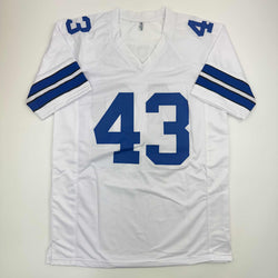 Autographed/Signed Cliff Harris Dallas White Football Jersey Beckett BAS COA