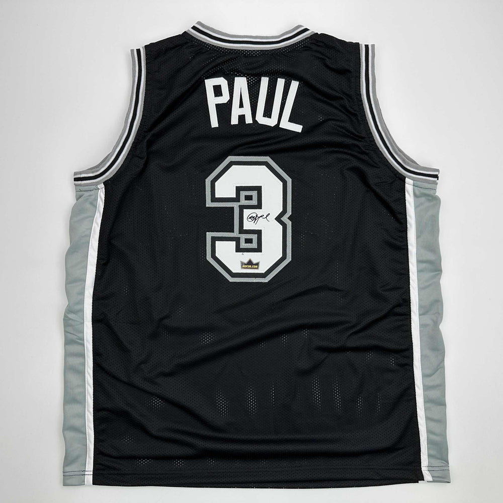 Facsimile Autographed Chris Paul San Antonio Black Reprint Laser Auto Basketball Jersey Size Men's XL (ONLINE ORDER ONLY)