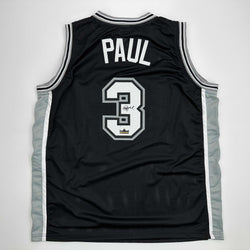 Facsimile Autographed Chris Paul San Antonio Black Reprint Laser Auto Basketball Jersey Size Men's XL (ONLINE ORDER ONLY)