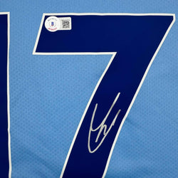 Autographed/Signed Kevin De Bruyne Manchester City Blue Soccer Futbol Jersey Beckett BAS COA