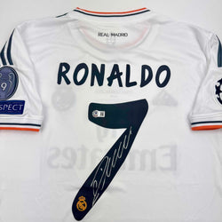 Autographed/Signed Cristiano Ronaldo Real Madrid White Soccer Jersey Beckett BAS COA
