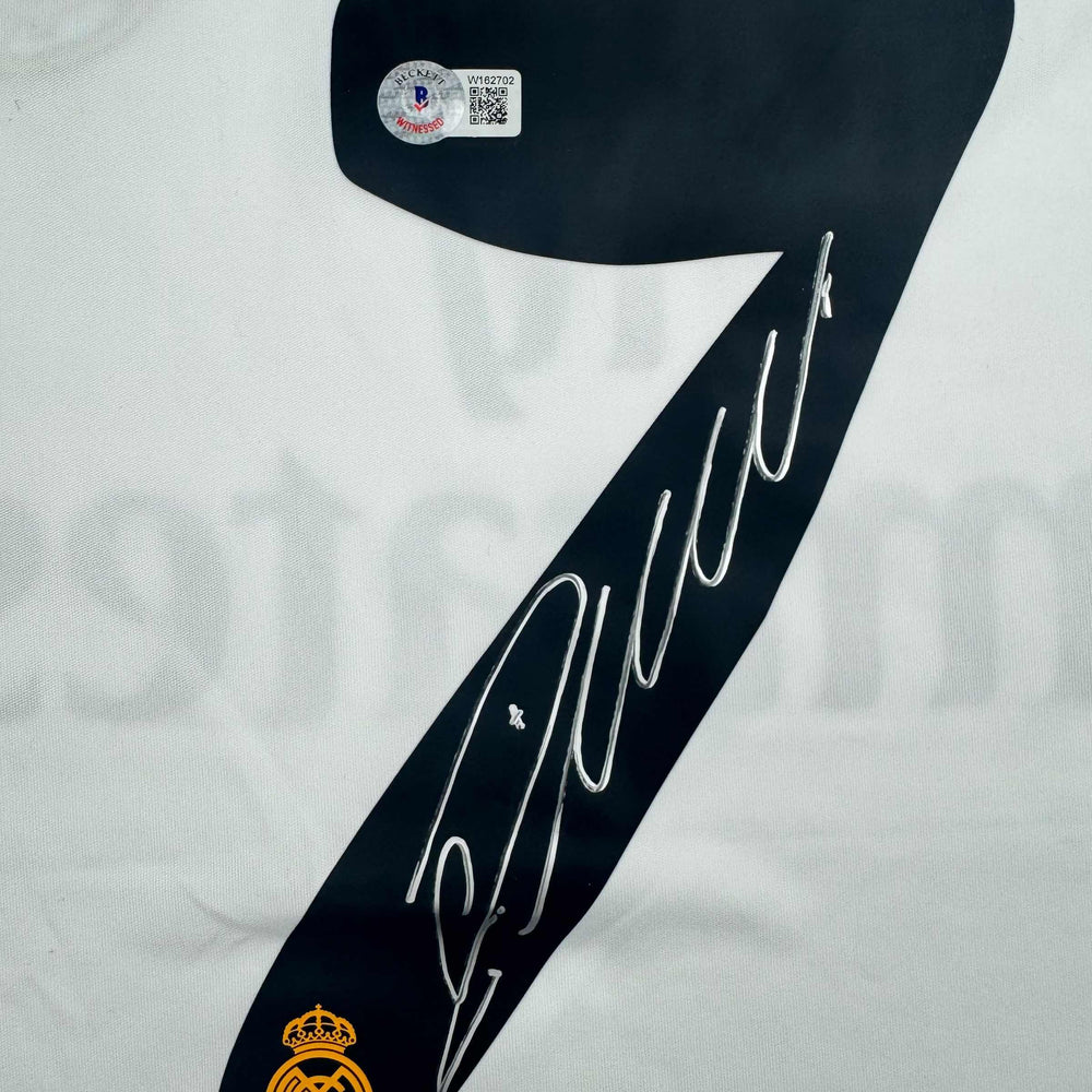 Autographed/Signed Cristiano Ronaldo Real Madrid White Soccer Jersey Beckett BAS COA