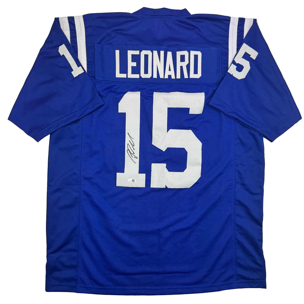 Autographed/Signed Riley Leonard Indianapolis Blue Football Jersey JSA COA