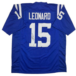 Autographed/Signed Riley Leonard Indianapolis Blue Football Jersey JSA COA