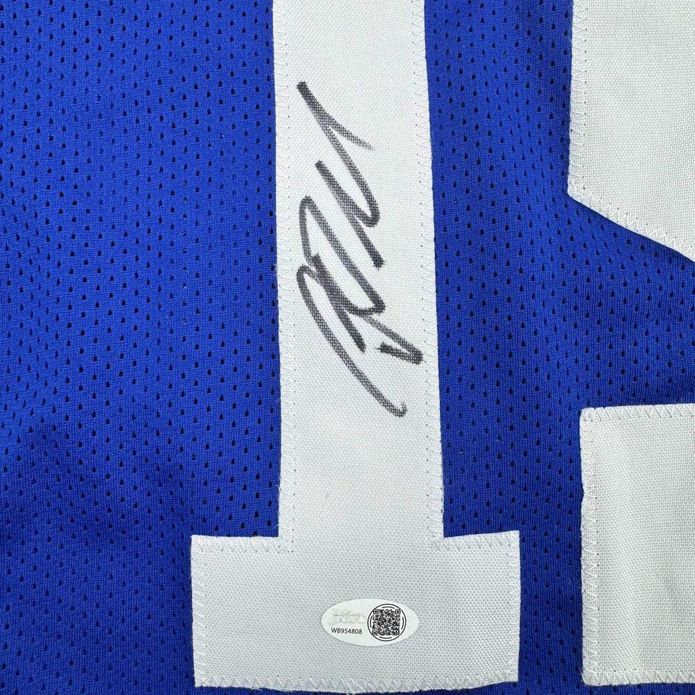 Autographed/Signed Riley Leonard Indianapolis Blue Football Jersey JSA COA