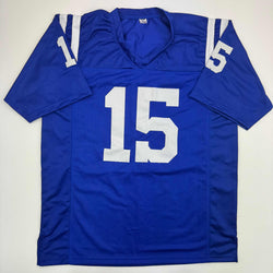 Autographed/Signed Riley Leonard Indianapolis Blue Football Jersey JSA COA
