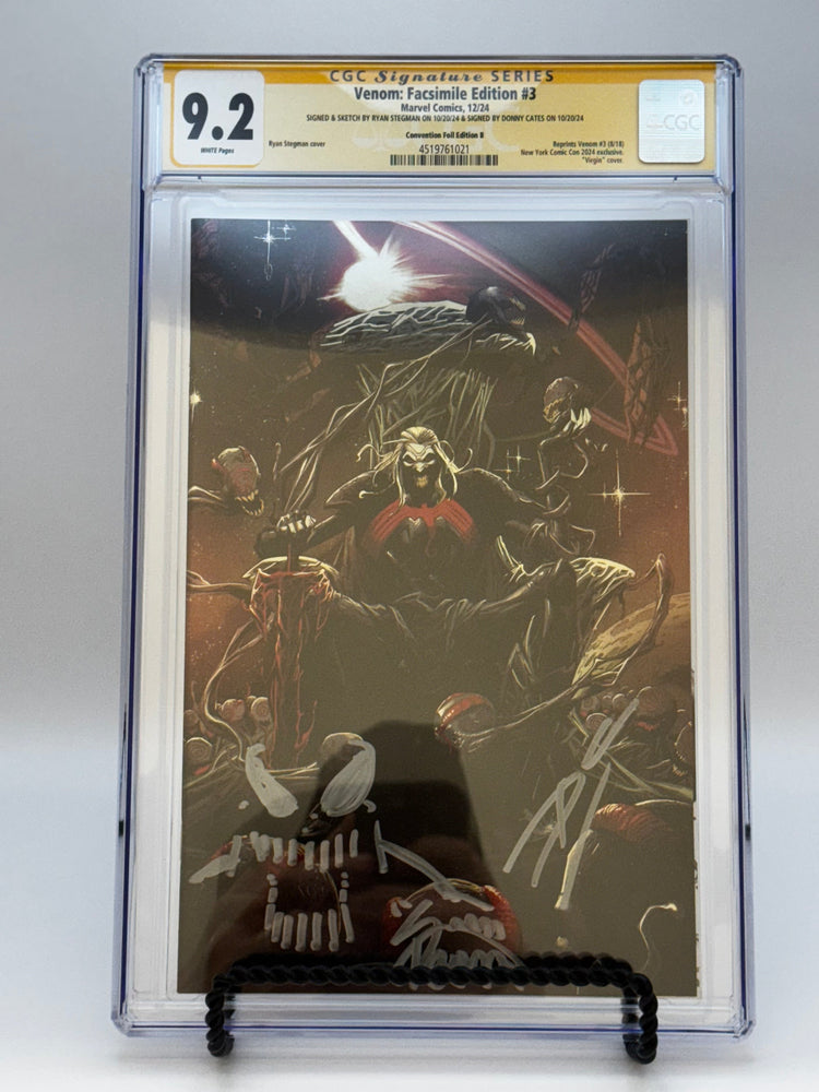 [REMARK | SIGNED DONNY CATES | RYAN STEGMAN][FOIL] VENOM #3 UNKNOWN COMICS EXCLUSIVE FACSIMILE STEGMAN VIRGIN NYCC VAR [CGC 9.2 YELLOW LABEL][IN STOCK] (ONLINE ORDER ONLY)
