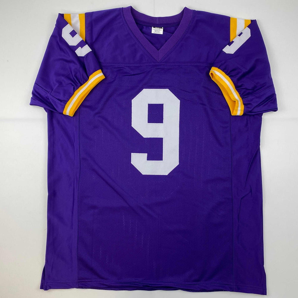 Facsimile Autographed Joe Burrow Purple Reprint Laser Auto College Football Jersey Size Men's XL (ONLINE ORDER ONLY)