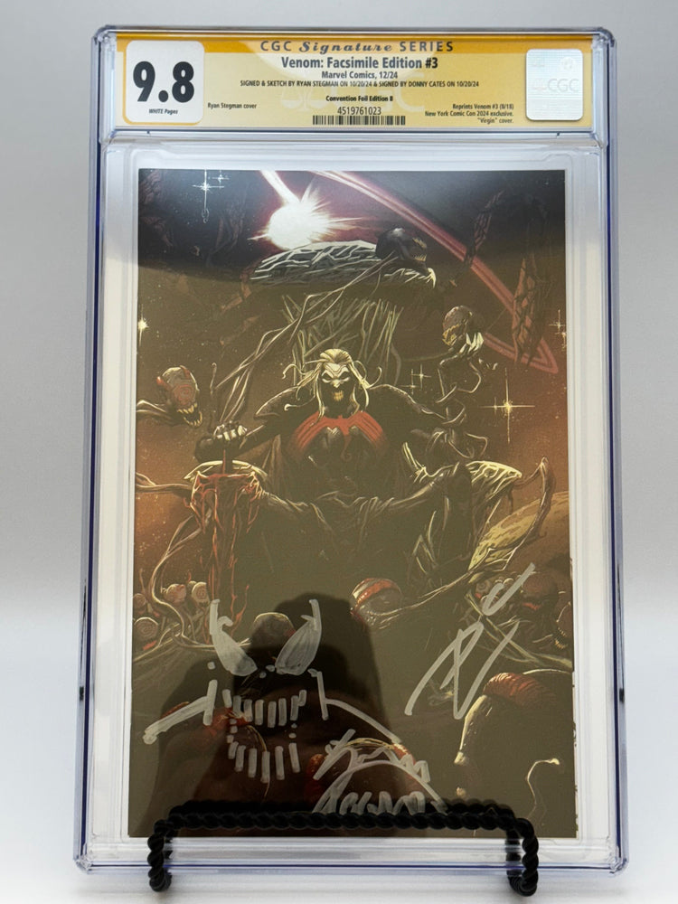 [REMARK | SIGNED DONNY CATES | RYAN STEGMAN][FOIL] VENOM #3 UNKNOWN COMICS EXCLUSIVE FACSIMILE STEGMAN VIRGIN NYCC VAR [CGC 9.8 YELLOW LABEL][IN STOCK] (ONLINE ORDER ONLY)