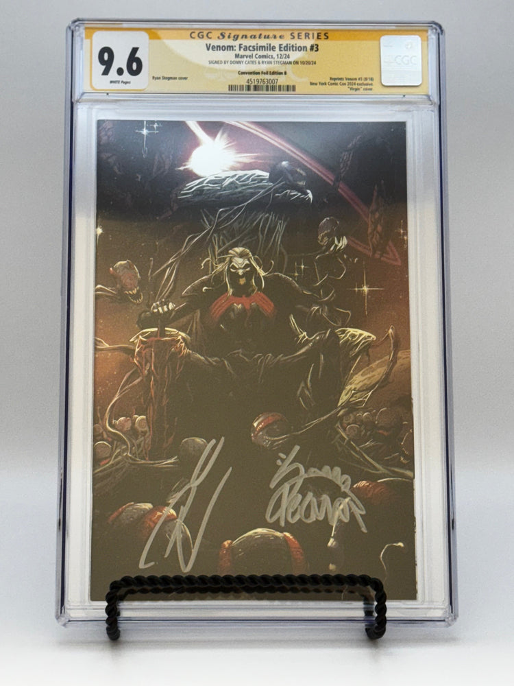 [SIGNED DONNY CATES | RYAN STEGMAN][FOIL] VENOM #3 UNKNOWN COMICS EXCLUSIVE FACSIMILE STEGMAN VIRGIN NYCC VAR [CGC 9.6 YELLOW LABEL][IN STOCK] (ONLINE ORDER ONLY)