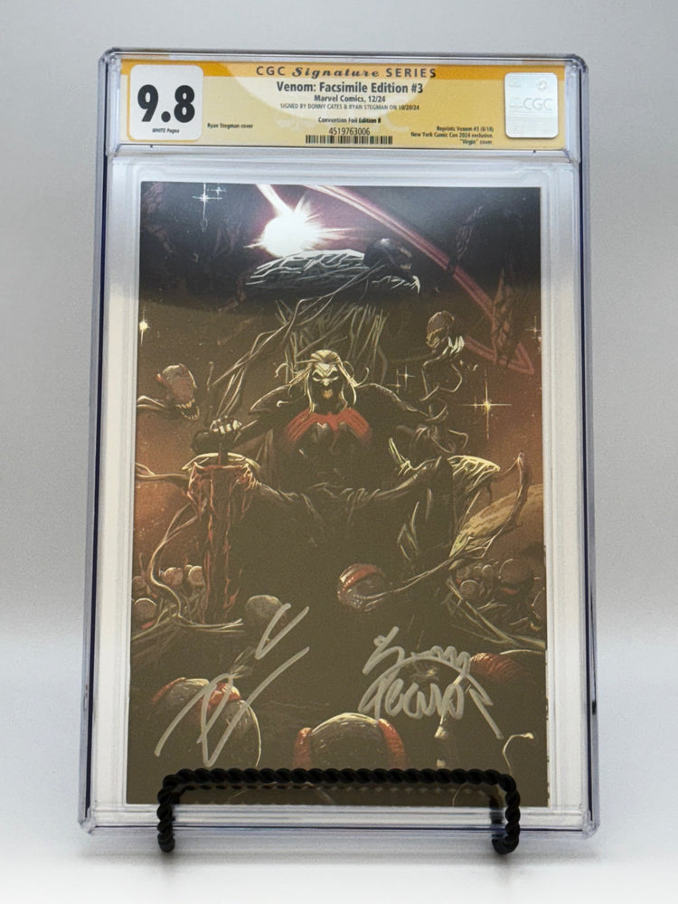 [SIGNED DONNY CATES | RYAN STEGMAN][FOIL] VENOM #3 UNKNOWN COMICS EXCLUSIVE FACSIMILE STEGMAN VIRGIN NYCC VAR [CGC 9.8 YELLOW LABEL][IN STOCK] (ONLINE ORDER ONLY)