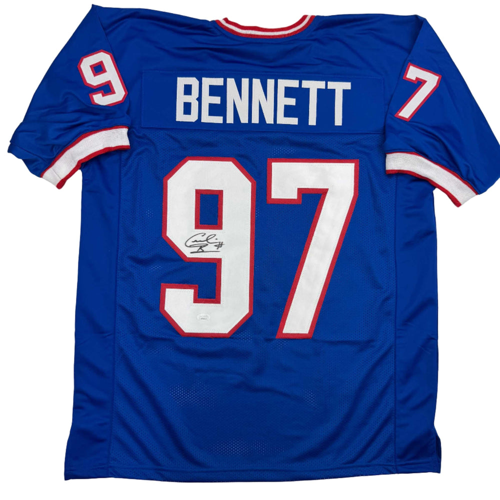 Autographed/Signed Cornelius Bennett Buffalo Blue Football Jersey JSA COA (ONLINE ORDER ONLY)