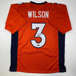 Facsimile Autographed Russell Wilson Denver Orange Reprint Laser Auto Football Jersey Size Men's XL (ONLINE ORDER ONLY)