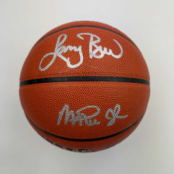 Autographed/Signed Larry Bird & Magic Johnson Dual Full Size Wilson Basketball Fanatics COA (ONLINE ORDER ONLY)