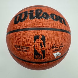 Autographed/Signed Larry Bird & Magic Johnson Dual Full Size Wilson Basketball Fanatics COA (ONLINE ORDER ONLY)