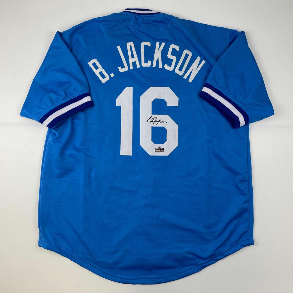 Facsimile Autographed Bo Jackson Kansas City Blue Reprint Laser Auto Baseball Jersey Size Men's XL (ONLINE ORDER ONLY)