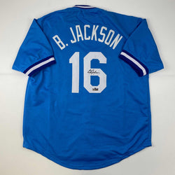 Facsimile Autographed Bo Jackson Kansas City Blue Reprint Laser Auto Baseball Jersey Size Men's XL (ONLINE ORDER ONLY)