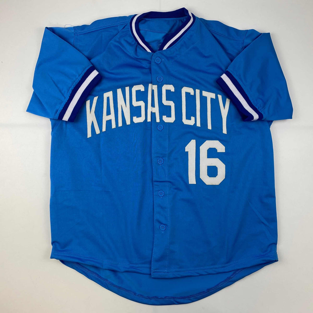 Facsimile Autographed Bo Jackson Kansas City Blue Reprint Laser Auto Baseball Jersey Size Men's XL (ONLINE ORDER ONLY)