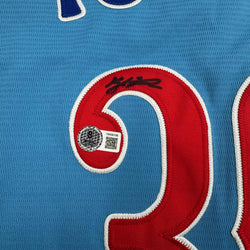 Autographed/Signed Kyle Tucker Chicago Blue Baseball Jersey Beckett BAS COA