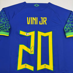 Autographed/Signed Vini Vinicius Jr. Brazil Blue Soccer Jersey Beckett BAS COA