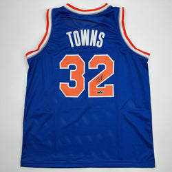 Facsimile Autographed Karl-Anthony Towns New York Blue Reprint Laser Auto Basketball Jersey Size Men's XL (ONLINE ORDER ONLY)
