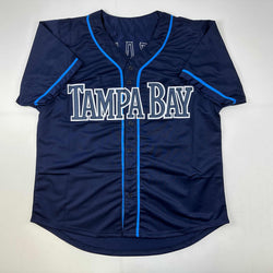 Facsimile Autographed Randy Arozarena Tampa Bay Navy Blue Reprint Laser Auto Baseball Jersey Size Men's XL (ONLINE ORDER ONLY)