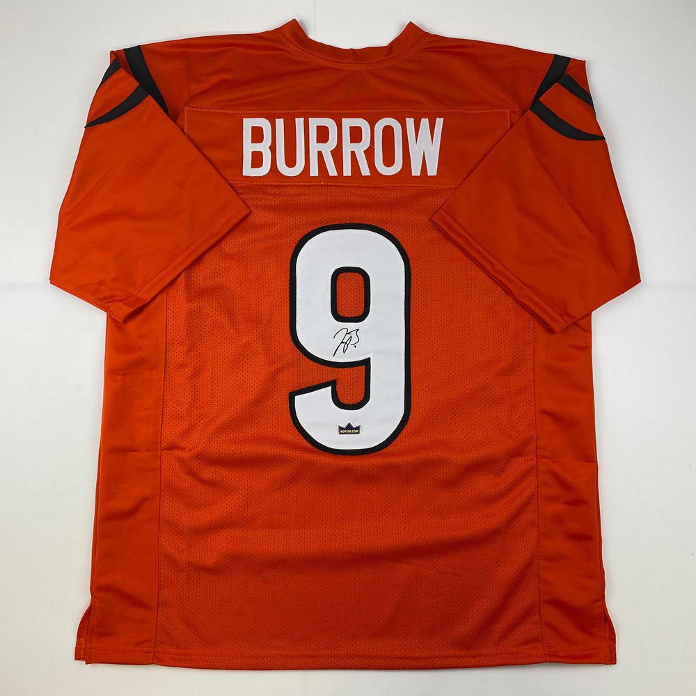 Facsimile Autographed Joe Burrow Cincinnati Orange Reprint Laser Auto Football Jersey Size Men's XL (ONLINE ORDER ONLY)