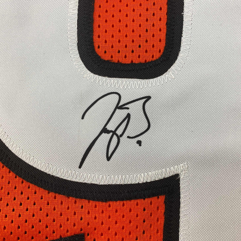 Facsimile Autographed Joe Burrow Cincinnati Orange Reprint Laser Auto Football Jersey Size Men's XL (ONLINE ORDER ONLY)