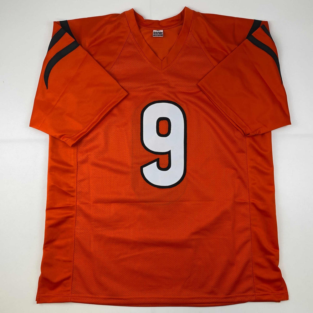 Facsimile Autographed Joe Burrow Cincinnati Orange Reprint Laser Auto Football Jersey Size Men's XL (ONLINE ORDER ONLY)