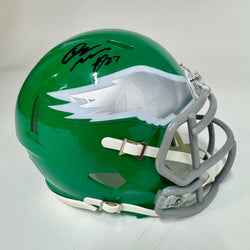 Autographed/Signed Quinyon Mitchell Philadelphia Eagles Kelly Green Mini Football Helmet JSA COA