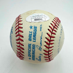 Autographed/Signed Mickey Mantle Rawlings Official American League ROA Sweet Spot Baseball JSA 9 Graded LOA