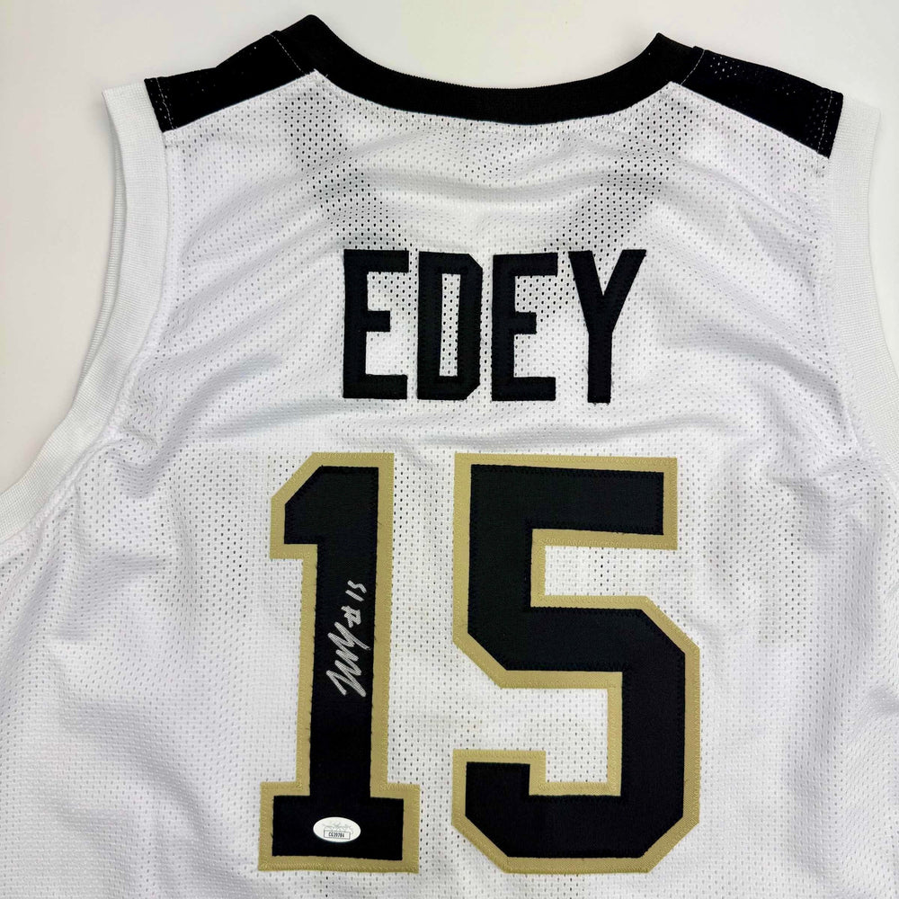 Autographed/Signed Zach Edey Purdue White College Basketball Jersey JSA COA (ONLINE ORDER ONLY)