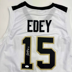 Autographed/Signed Zach Edey Purdue White College Basketball Jersey JSA COA (ONLINE ORDER ONLY)