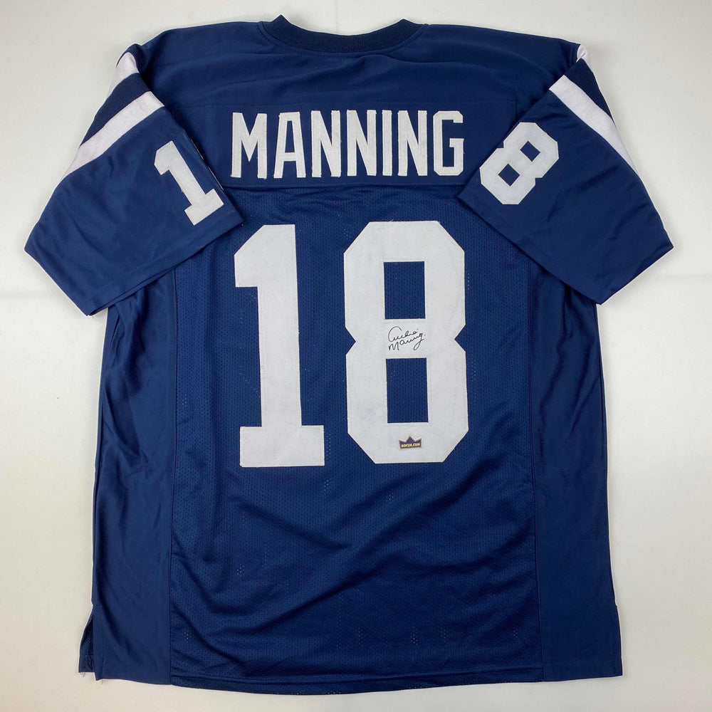 Facsimile Autographed Archie Manning Ole Miss Blue Reprint Laser Auto College Football Jersey Size Men's XL (ONLINE ORDER ONLY)