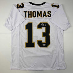 Facsimile Autographed Michael Thomas New Orleans White Reprint Laser Auto Football Jersey Size Men's XL (ONLINE ORDER ONLY)