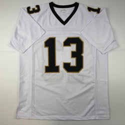 Facsimile Autographed Michael Thomas New Orleans White Reprint Laser Auto Football Jersey Size Men's XL (ONLINE ORDER ONLY)