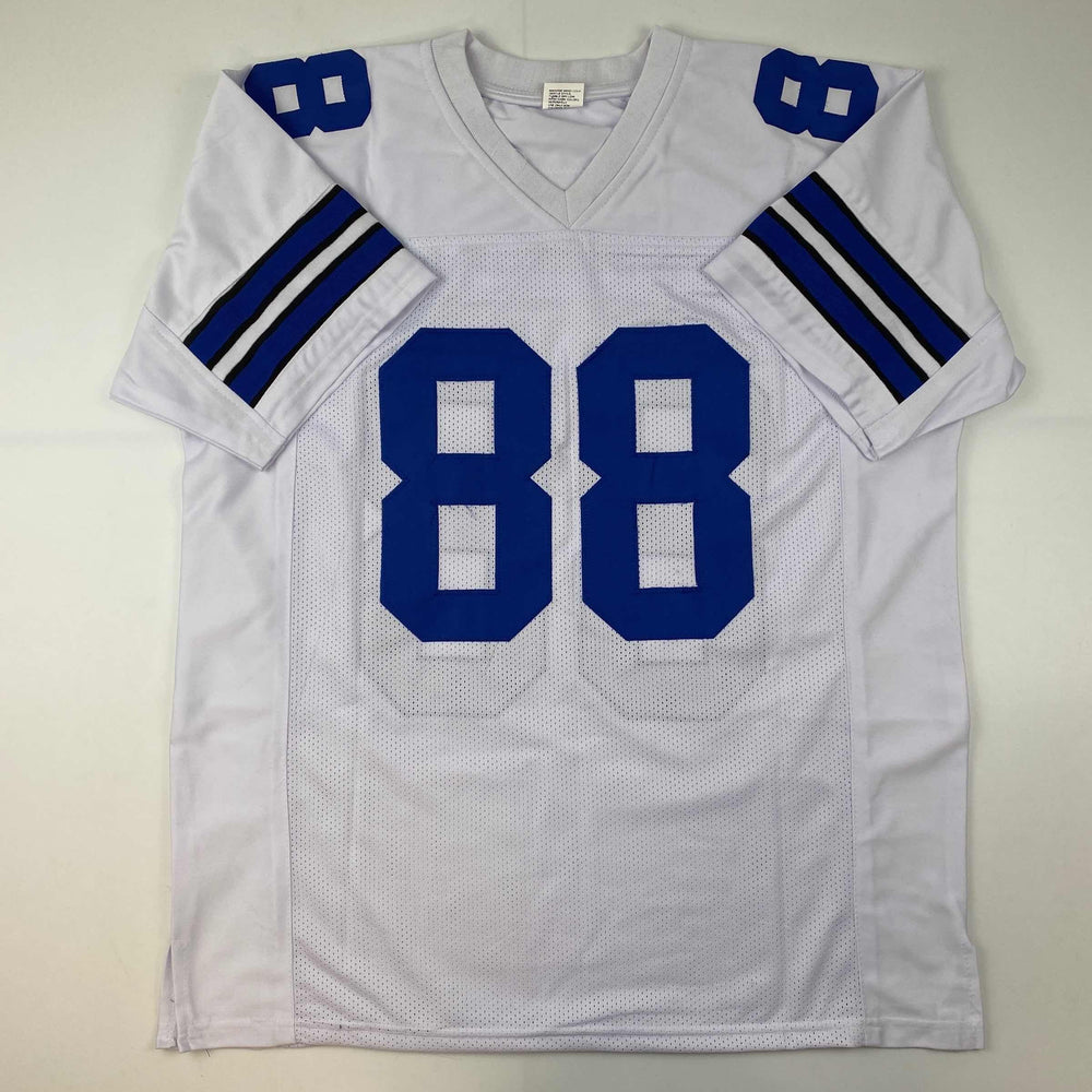 Facsimile Autographed CeeDee Lamb Dallas White Reprint Laser Auto Football Jersey Size Men's XL (ONLINE ORDER ONLY)