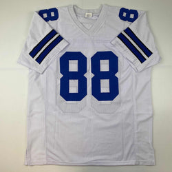 Facsimile Autographed CeeDee Lamb Dallas White Reprint Laser Auto Football Jersey Size Men's XL (ONLINE ORDER ONLY)
