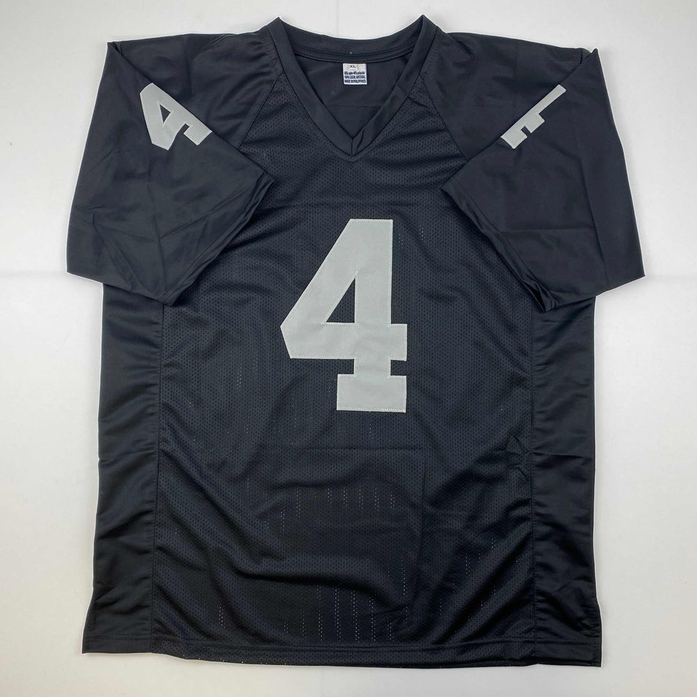 Facsimile Autographed Derek Carr Oakland Las Vegas Black Reprint Laser Auto Football Jersey Size Men's XL (ONLINE ORDER ONLY)