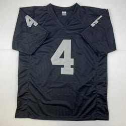 Facsimile Autographed Derek Carr Oakland Las Vegas Black Reprint Laser Auto Football Jersey Size Men's XL (ONLINE ORDER ONLY)