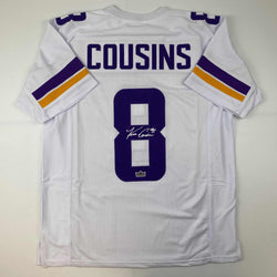 Facsimile Autographed Kirk Cousins Minnesota White Reprint Laser Auto Football Jersey Size Men's XL (ONLINE ORDER ONLY)