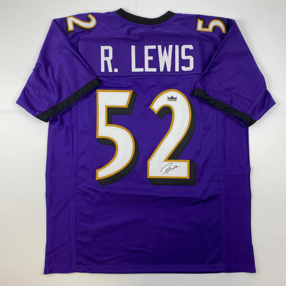 Facsimile Autographed Ray Lewis Baltimore Purple Reprint Laser Auto Football Jersey Size Men's XL (ONLINE ORDER ONLY)