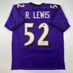 Facsimile Autographed Ray Lewis Baltimore Purple Reprint Laser Auto Football Jersey Size Men's XL (ONLINE ORDER ONLY)