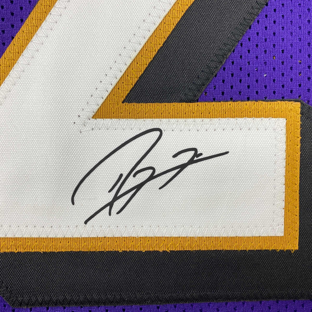 Facsimile Autographed Ray Lewis Baltimore Purple Reprint Laser Auto Football Jersey Size Men's XL (ONLINE ORDER ONLY)