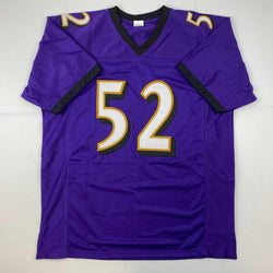 Facsimile Autographed Ray Lewis Baltimore Purple Reprint Laser Auto Football Jersey Size Men's XL (ONLINE ORDER ONLY)