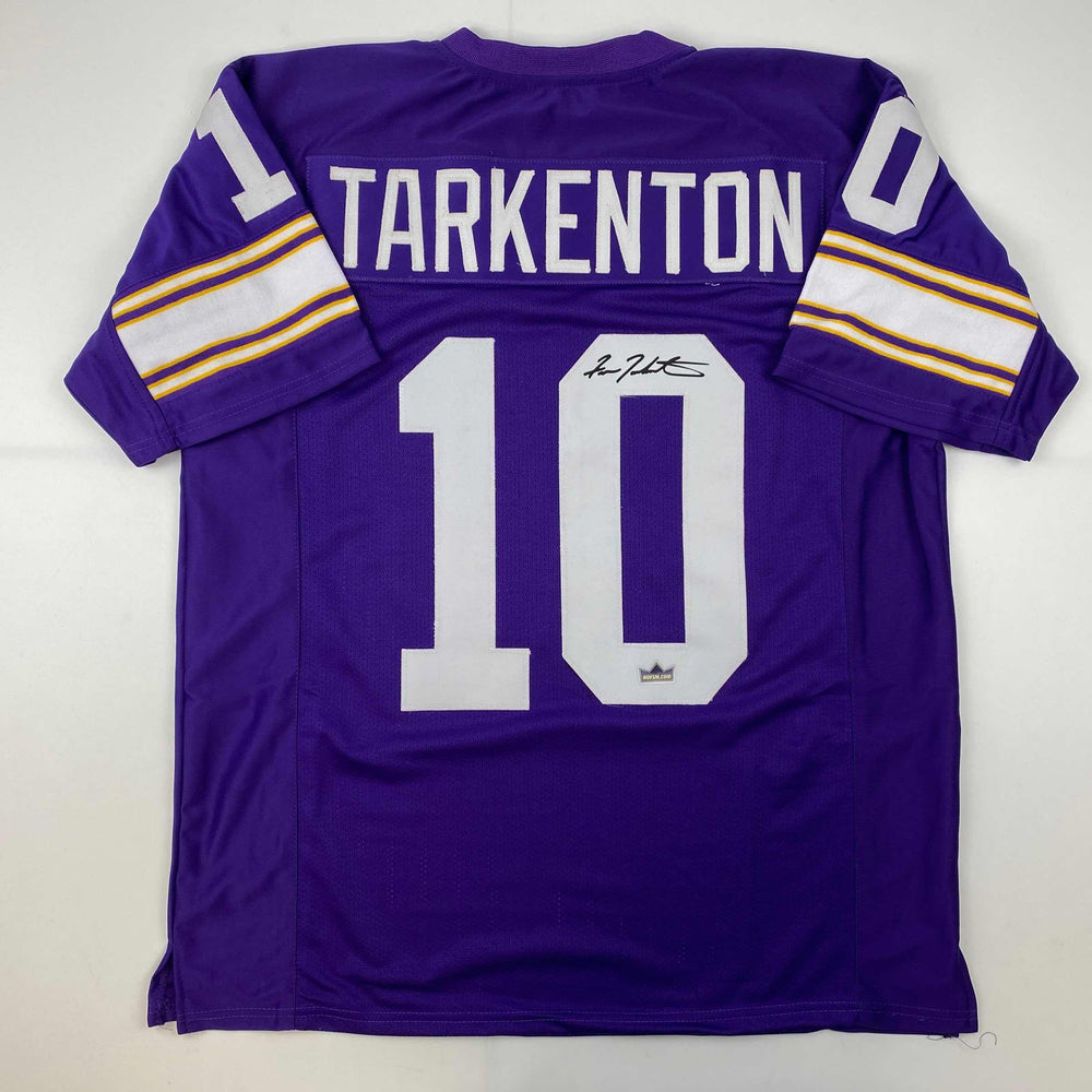 Facsimile Autographed Fran Tarkenton Minnesota Purple Reprint Laser Auto Football Jersey Size Men's XL (ONLINE ORDER ONLY)